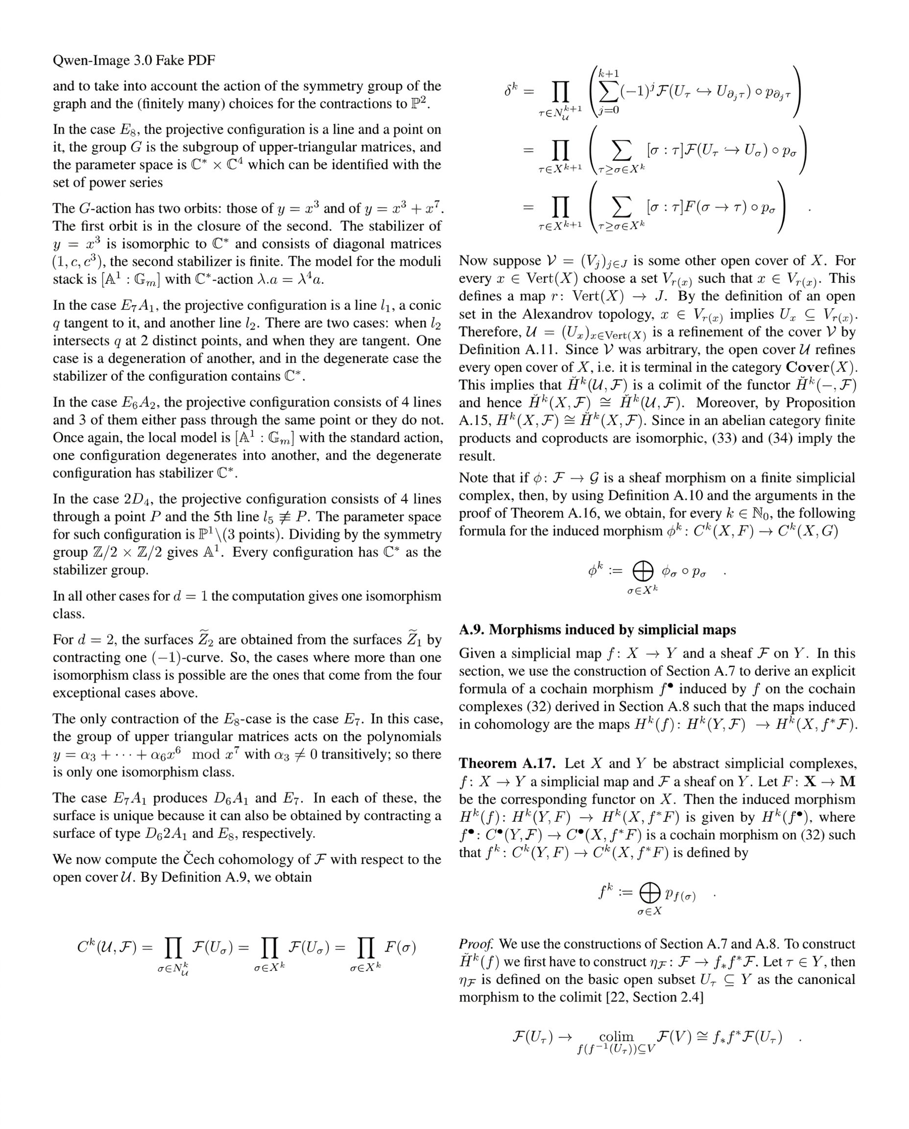 Public Qwen Image 3 reference showing an academic page with mathematical formulas and structured text columns.