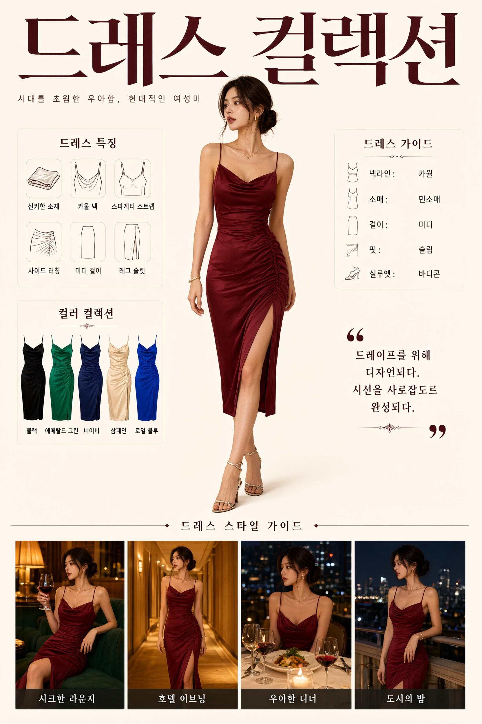 Public Qwen Image 3 reference showing a Korean fashion collection infographic with a woman in a red dress.